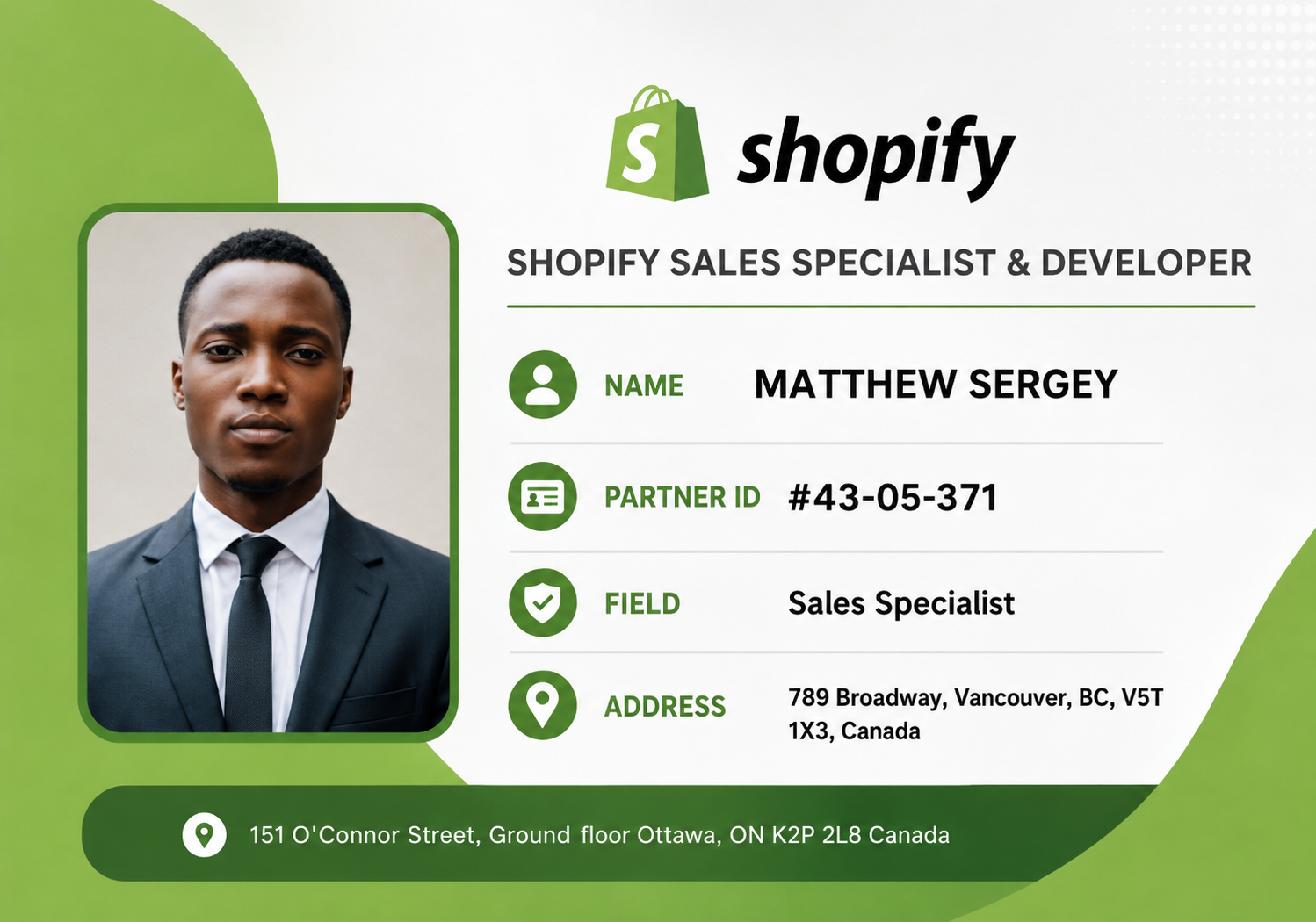 Shopify Partner ID Card - Matthew Sergey